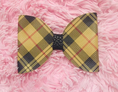 Plaid mustard bow