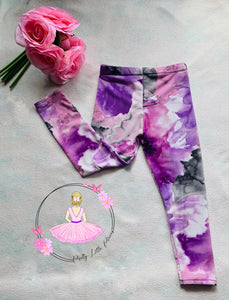 purple/pink floral leggings