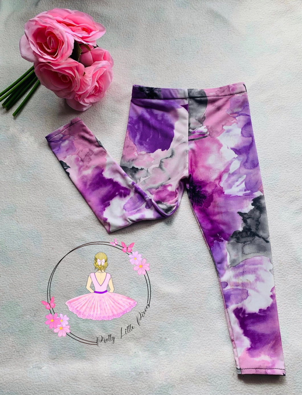 purple/pink floral leggings